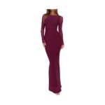 Women's Spring Mesh Sheer Long Sleeve Wedding Guest Dress Sexy Floral Bodycon Maxi Long Dresses