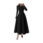 Cocktail Dresses for Women 2026 Elegant Classy Fall Long Sleeve Midi A Line Flowy Modest Winter Party Dress