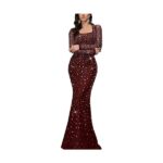 Women's Formal Evening Gown Elegant Rhinestone Long Prom Dress Wedding Guest Party Cocktail Bridesmaid Maxi Dress