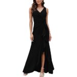 Formal Evening Dresses for Women Elegant Evening Party Prom Dress Long V Neck Sleeveless Split Wrap Wedding Guest Dresses